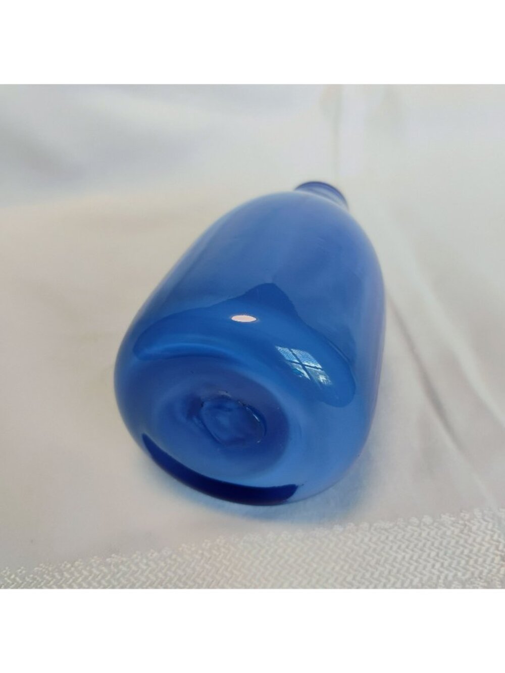 Cased Blue Glass Bud Vase With Glossy Finish 5" Modern Decorative Accent - Picture 4 of 7